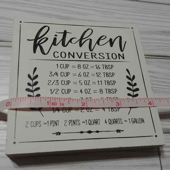 Farmhouse Decor For Tier Tray Kitchen Measurement Conversion Sign & Utensils NEW - Picture 8 of 9